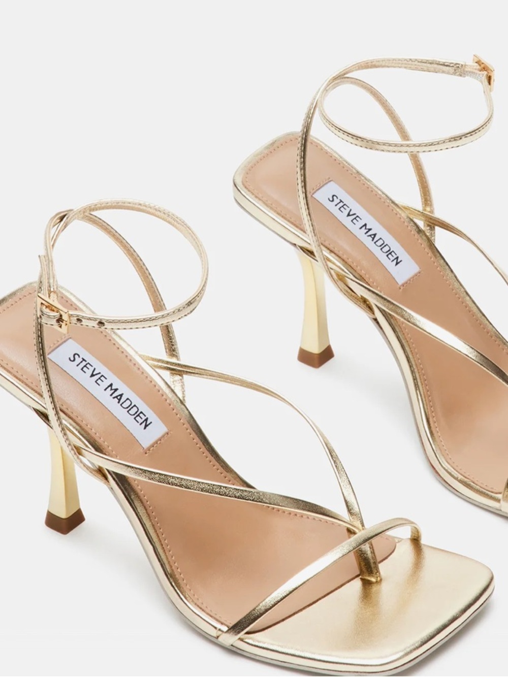 Steve Madden Gold Strappy Ankle‑Tie Heels